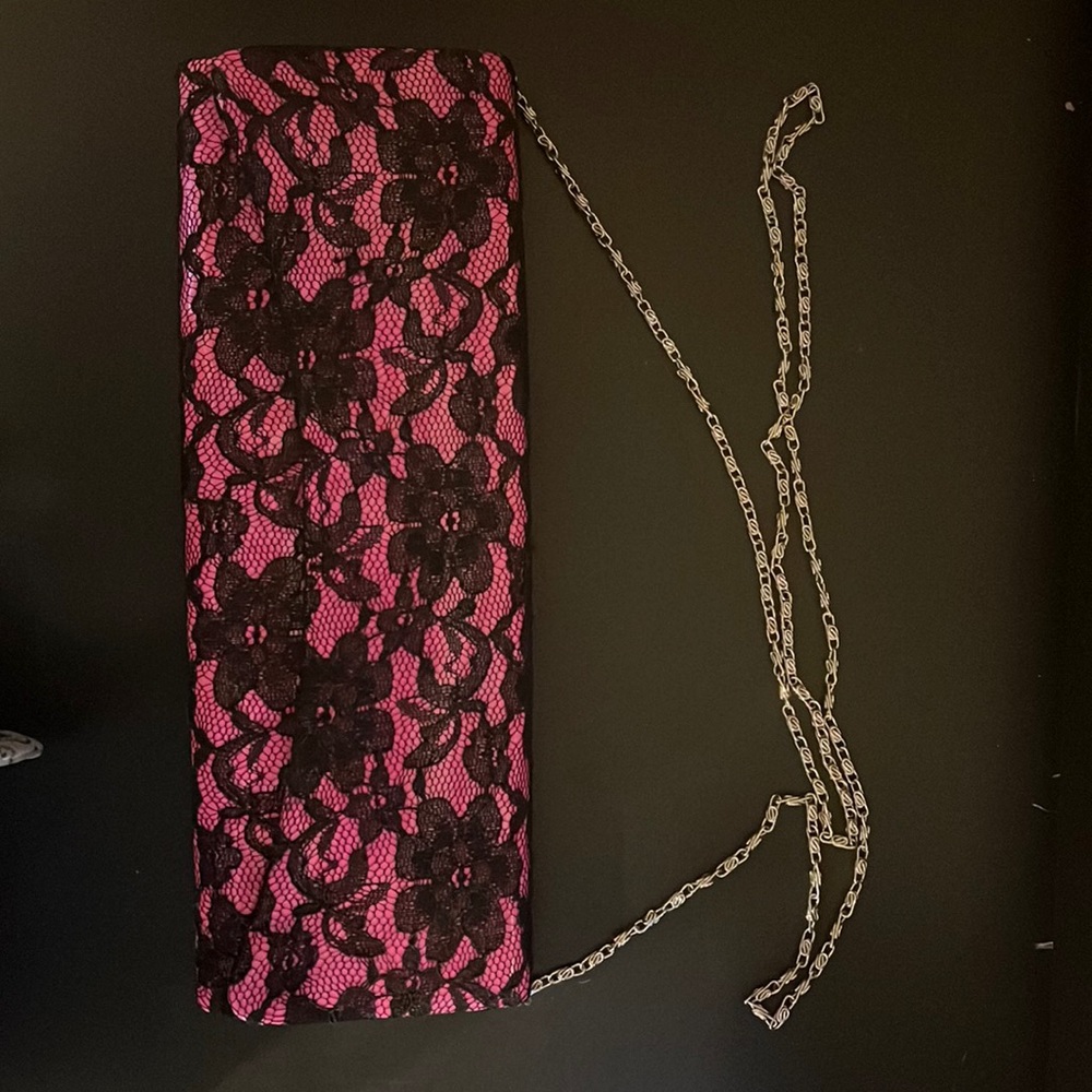 Pink lace clutch